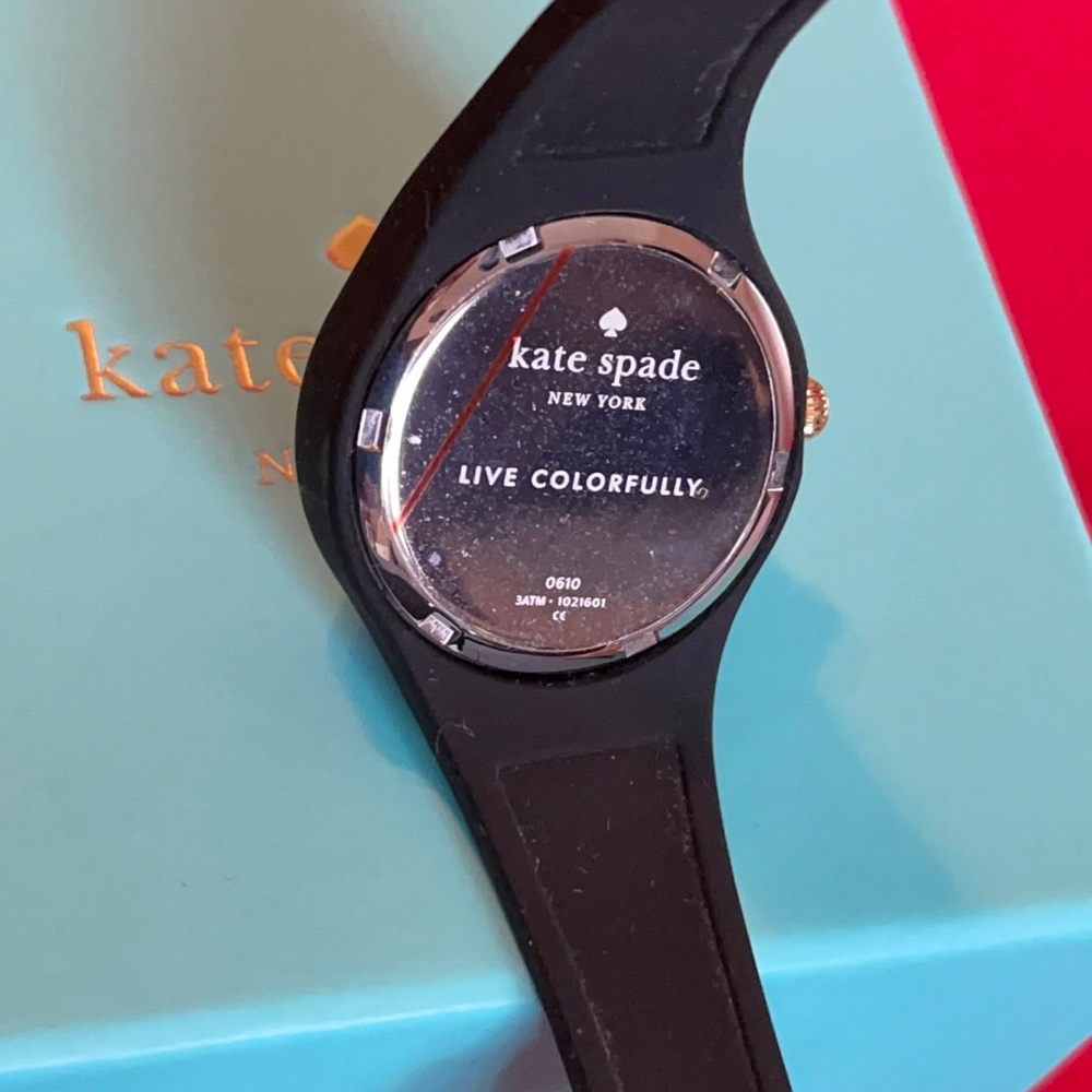 NEW KATE SPADE BLACK WHITE POLKADOT SILICONE WATCH - Picture 4 of 16